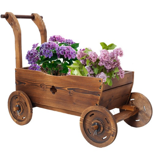 Rustic Wooden Wagon Planter Box – A Charming Addition to Your Garden