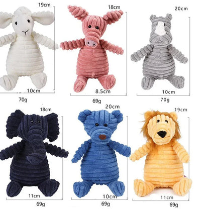 Plush Dog Toy - Animal Shapes with Squeaky Fun