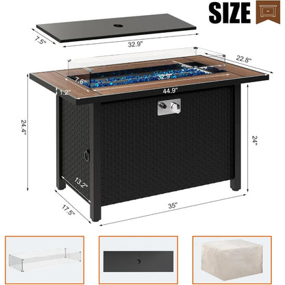 Cozy Up with Our 45-Inch Outdoor Propane Fire Pit Table
