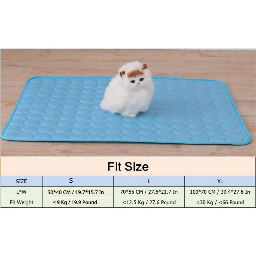 Pet Summer Cooling Pad – Self-Cooling Ice Silk Pet Bed for Dogs and Cats