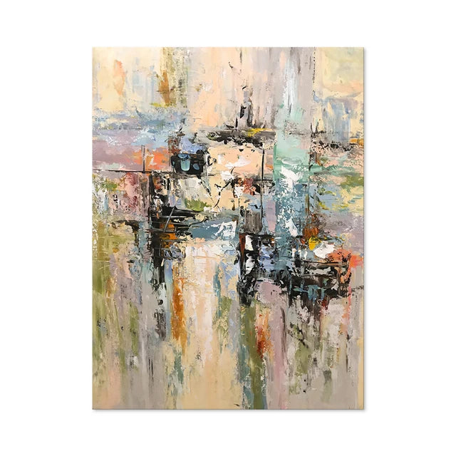 Large Handmade Beige & Gold Abstract Art Painting - Scandinavian Wall Decor
