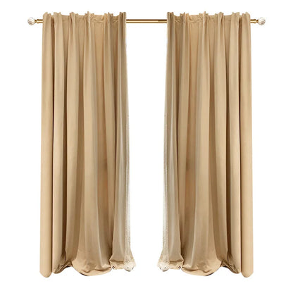 French Light Luxury Blackout Velvet Curtains with Lace