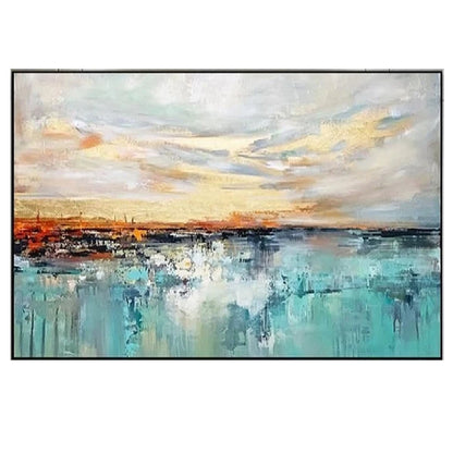 Large Handmade Beige & Gold Abstract Art Painting - Scandinavian Wall Decor