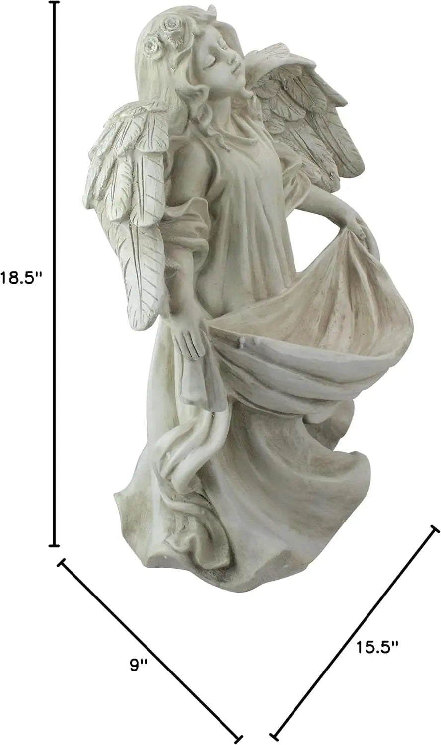 Serene Angel Bird Feeder Outdoor Garden Statue