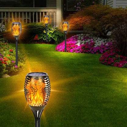 Solar LED Torch Lights Flickering Flames Waterproof Pathway Lights