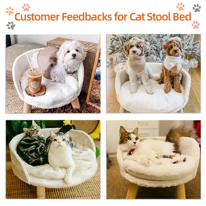 Luxury Pet Bed with Wooden Legs – Soft Plush Nesting Chair for Small Pets