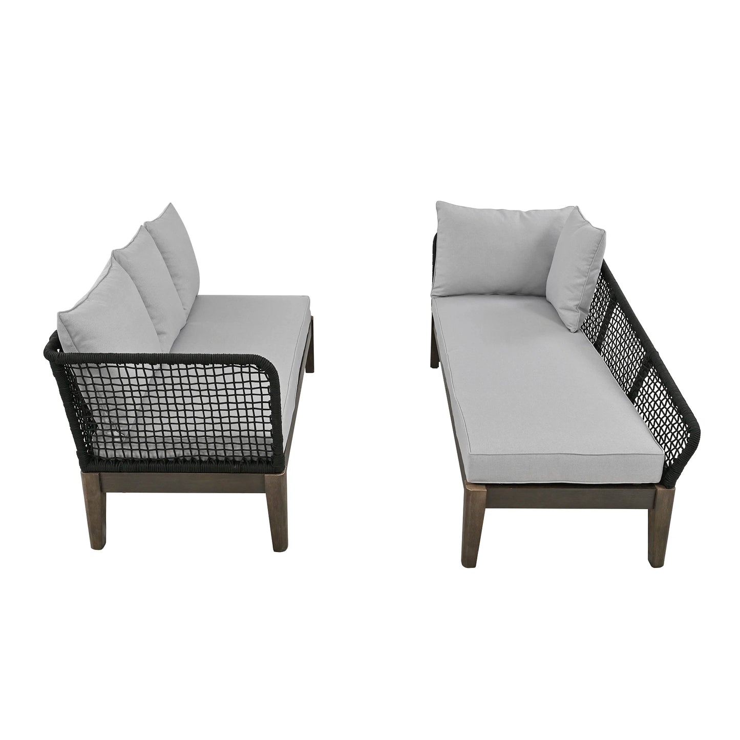 Modern 5-Person Outdoor Seating Group with Cushions Rope Waved Patio Sofa Set