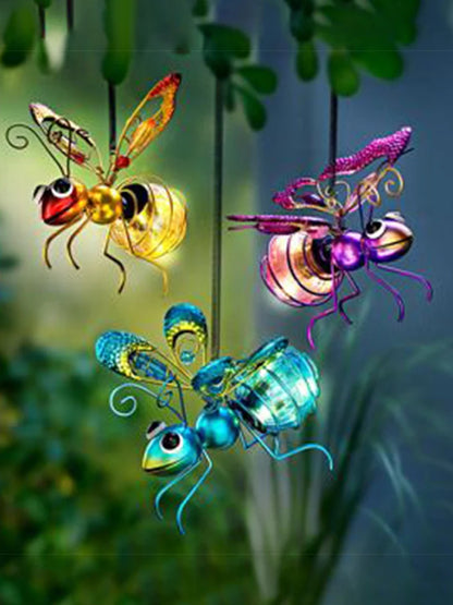 Whimsical 3D Solar Insect Statue with LED Fairy Lights