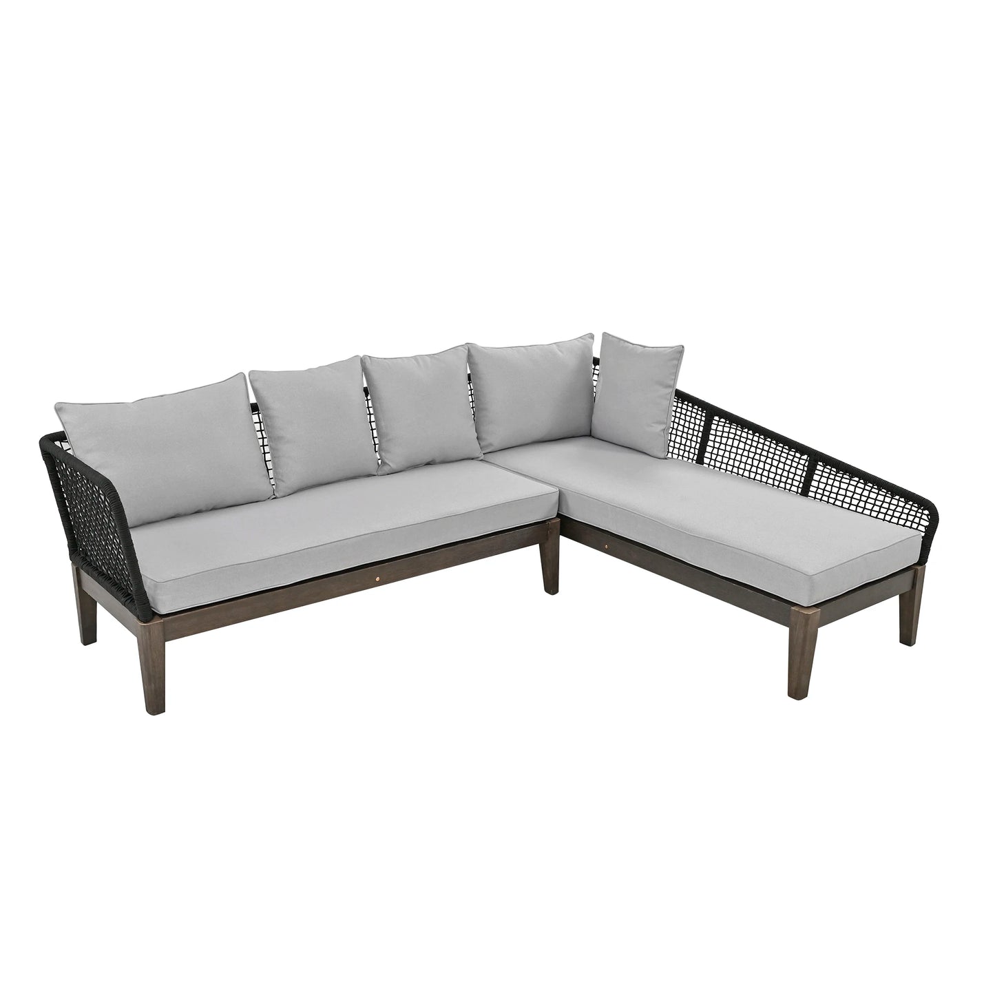 Modern 5-Person Outdoor Seating Group with Cushions Rope Waved Patio Sofa Set