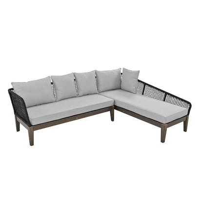 Modern 5-Person Outdoor Seating Group with Cushions Rope Waved Patio Sofa Set