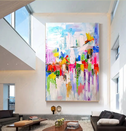 Large Handmade Beige & Gold Abstract Art Painting - Scandinavian Wall Decor