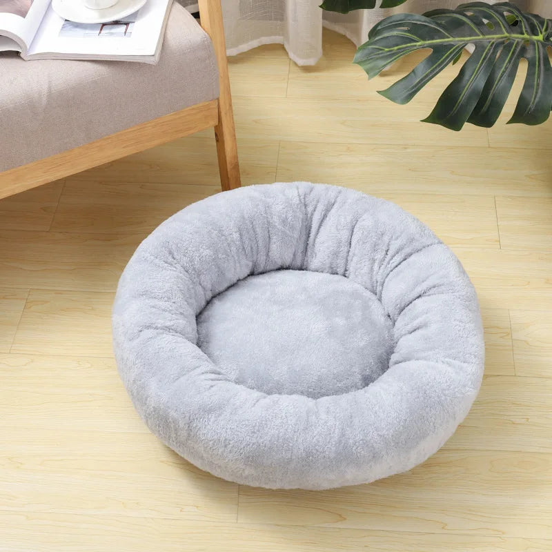 Round Washable Dog Bed – Plush Winter Sleeping Mat for Large Dogs & Cats