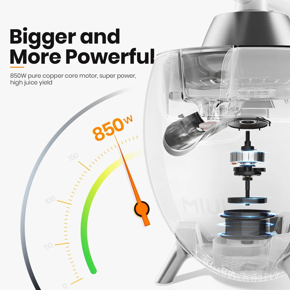 Citrus Juicer, 850W Stainless Steel Electric Press Juicer with Aluminum Die-Casting Handle