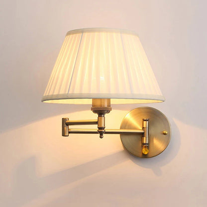 Nordic Adjustable Bedside Wall Lamp – Long Arm Fabric & Iron Reading Light