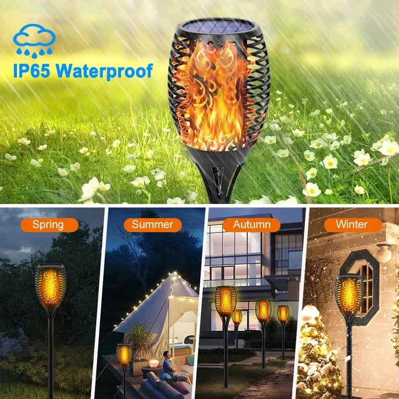 Solar LED Torch Lights Flickering Flames Waterproof Pathway Lights