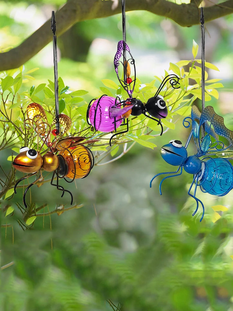 Whimsical 3D Solar Insect Statue with LED Fairy Lights