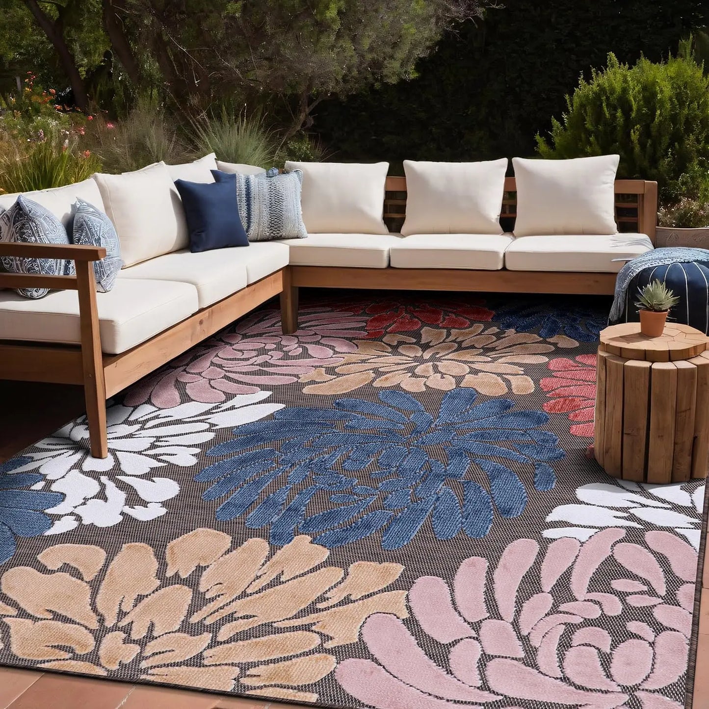 Elegant 10x14 Indoor-Outdoor Floral Area Rug