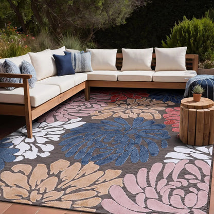 Elegant 10x14 Indoor-Outdoor Floral Area Rug